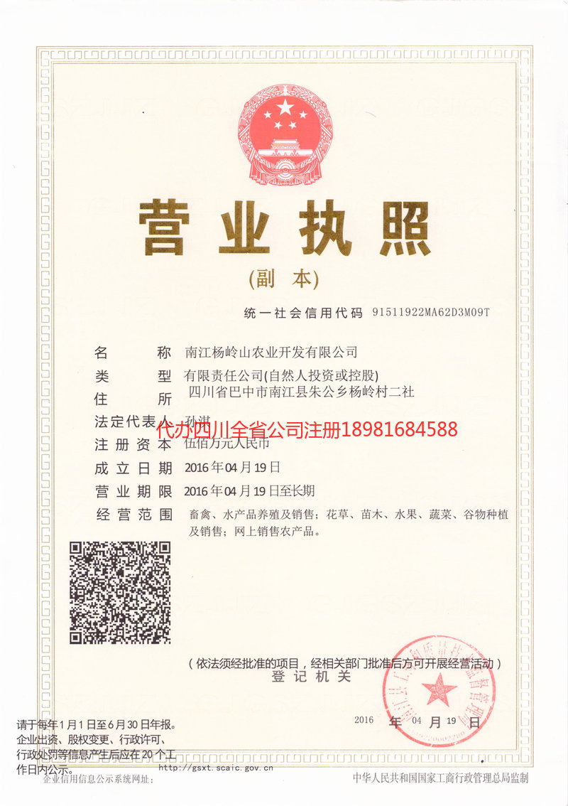 汉川汉川杨岭山农业开发有限公司